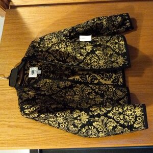 Womens Old Navy blazer black & gold 2 front pockets 20 long 17 armpit to armpit